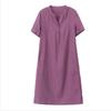 Plus Size Mid-Length Summer 2025 Cotton-Linen Dress for Women - Fashionable, Age-Reducing Style for Middle-Aged Mothers