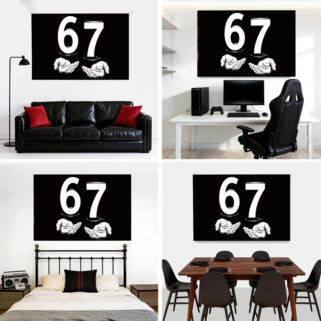 One set of "67" themed backdrop fabric, birthday decoration for children aged 6-7, backdrop fabric, festive background banner