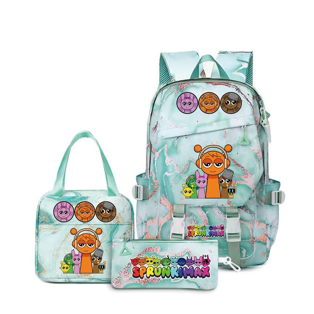 SprunkiPlush Rhythm Box School Bag Student Large Capacity Storage Backpack Backpack Three-piece Set L