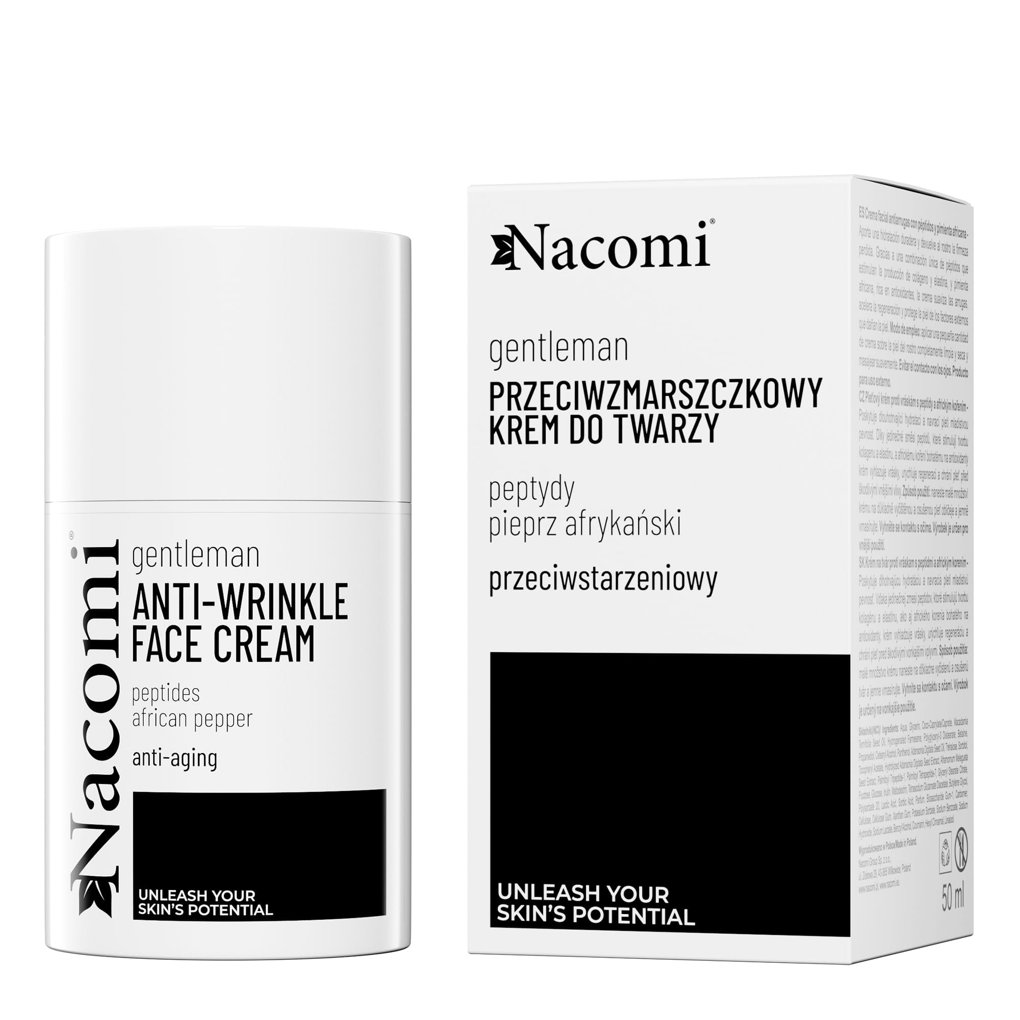 

Nacomi GentleMan - Krem do twarzy Przeciwzmarszczkowy z peptydami i afrykańskim pieprzem, 50ml