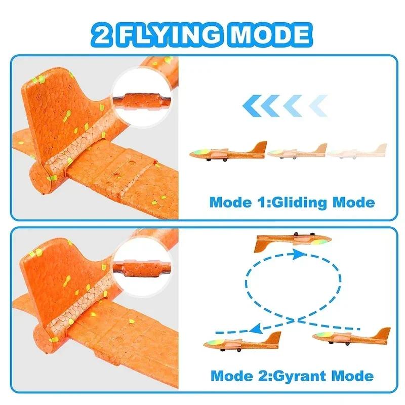 Kids Airplane Launcher Toys 13.2'' LED Foam Glider Catapult Gun Plane for Children Outdoor Flying Toys Birthday Gifts for Boys