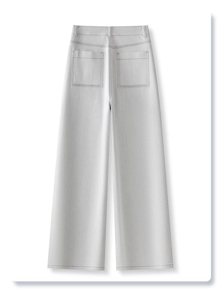 Women's Off-White High Waist Wide Leg Jeans - 2025 Spring & Autumn Slimming Style