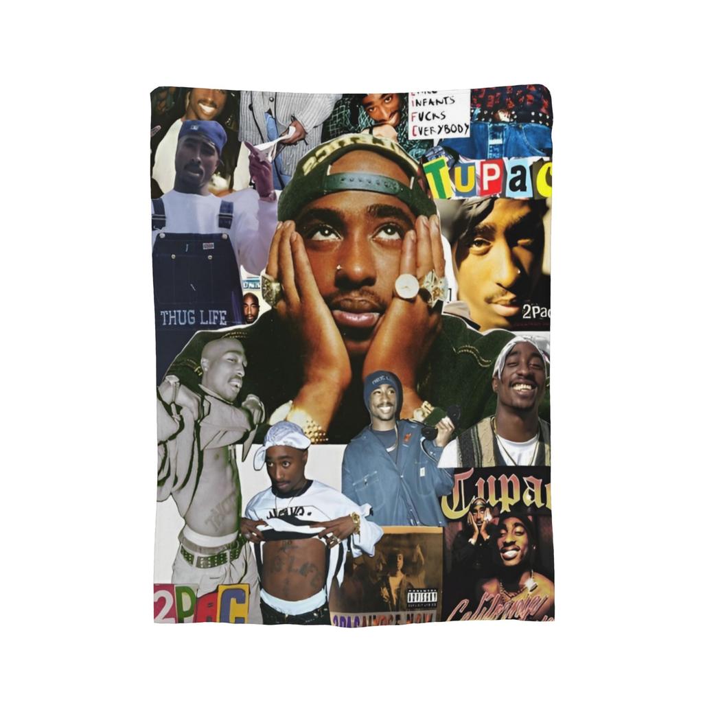 Rapper Tupac  Blanket Flannel 2pac Hip Hop Super Warm Throw Blanket for Outdoor Travel Bedroom Quilt