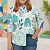 Women Plus Size Long Sleeve Collared Button Front Colorful Striped Print Shirt