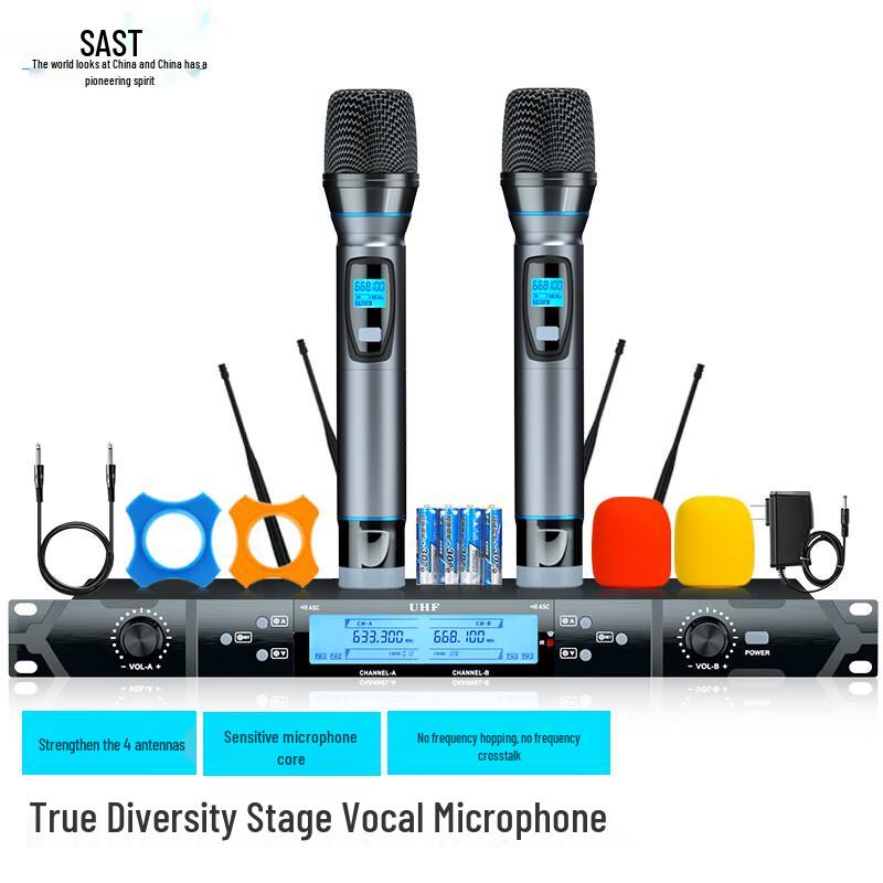 

True Diversity UHF Wireless Microphone for Stage Performance & KTV Singing - Anti-Howling, Free Shipping