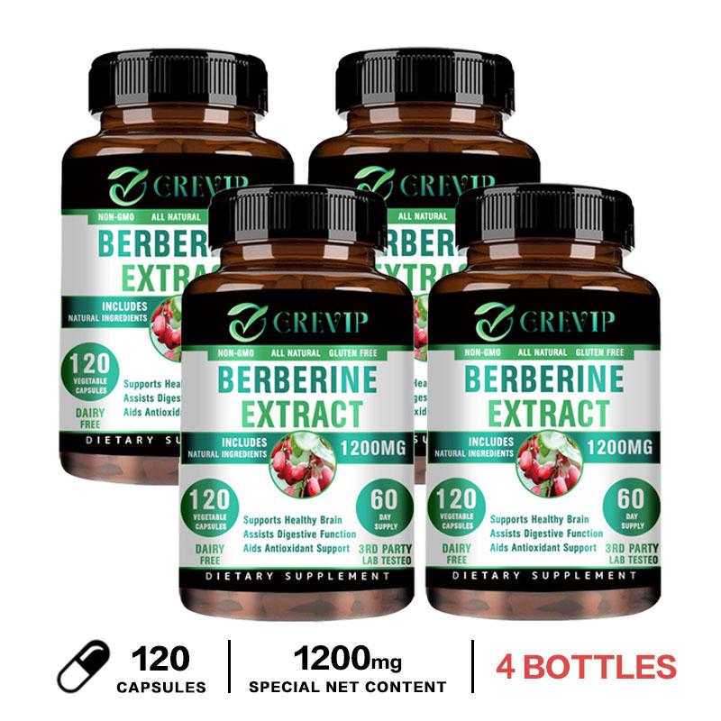 GREVIP Berberin HCl 1200mg Kapseln 120 Stück — Antioxidative Ernährung, Verdauungswohlbefinden, Tägliche Unterstützung