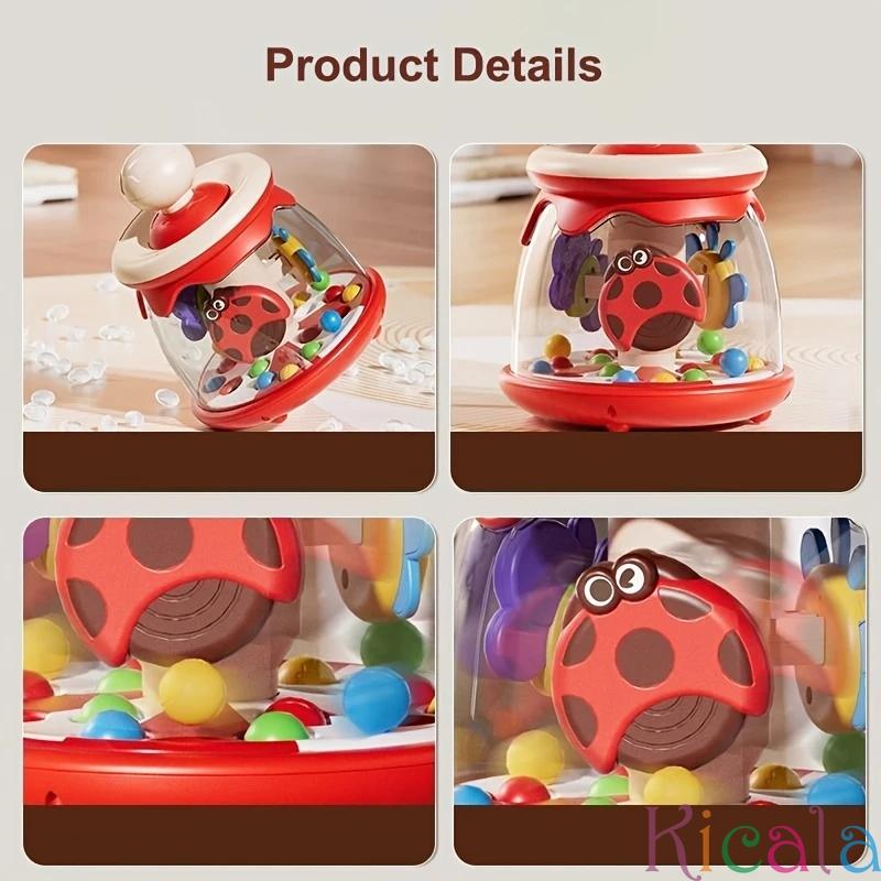 Colorful Insect and Carousel Theme Press-and-Go Toy with Jumping Ball - Early Educational Toddler Toy for Sensory Development
