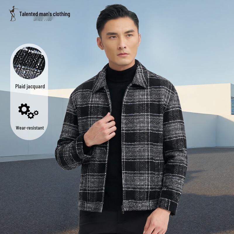

TRIES Men s Plaid Jacquard Drop-Shoulder Jacket 2XL