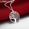 925 Silver Charm Round Tree Pendant Necklace For Women Luxury Fashion Party Wedding Accessories Jewelry Christmas Gifts