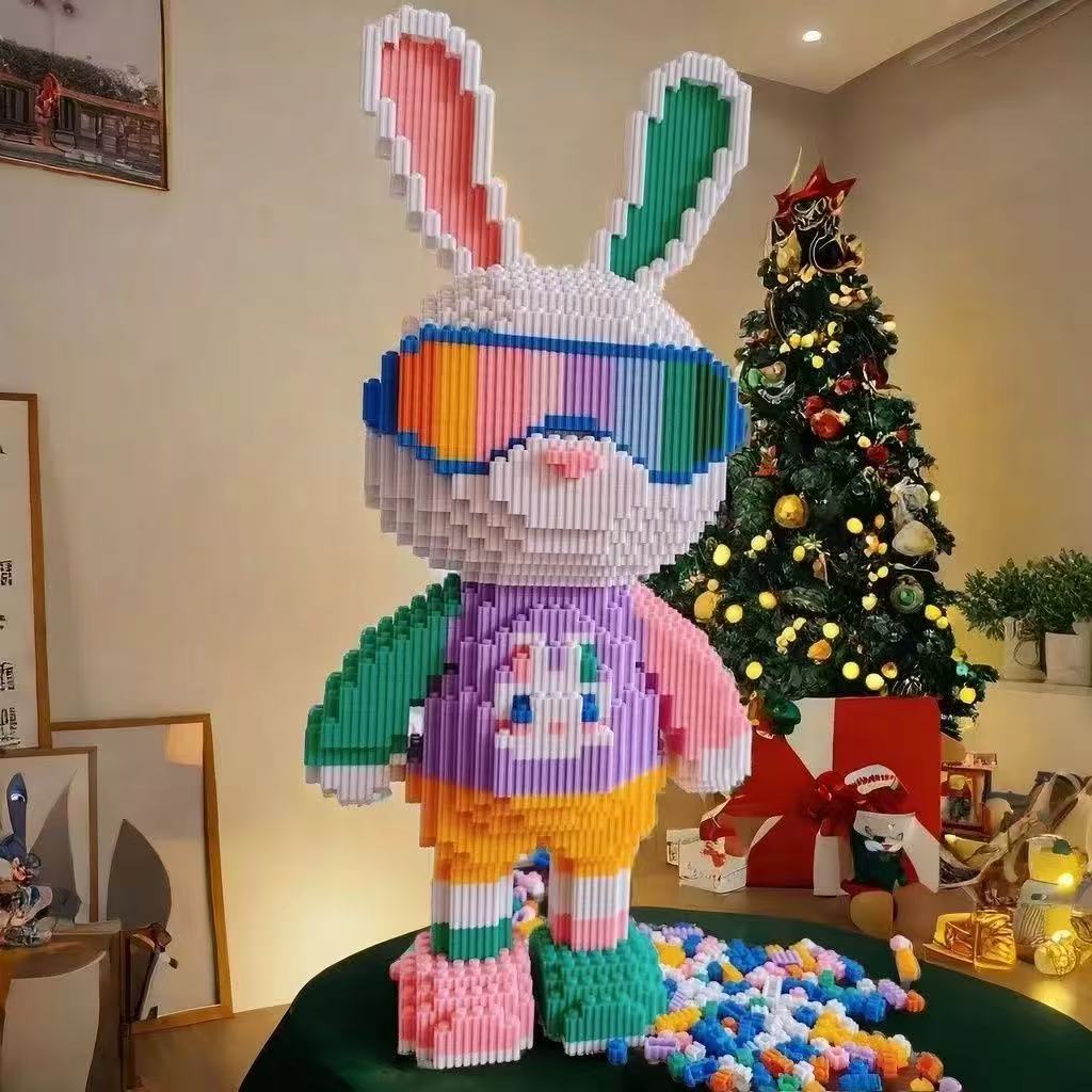 33CM Mini Barevný Králík 3D Model malé částice Stavebnice Sestavitelná Hračka Roztomilé Ozdoby Puzzle z Malých Částic Dárek pro Děti