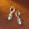 Crystal Female White Black Zircon Stone Skull Hoop Earrings Vintage Fashion Silver Color Wedding Halloween  For Women