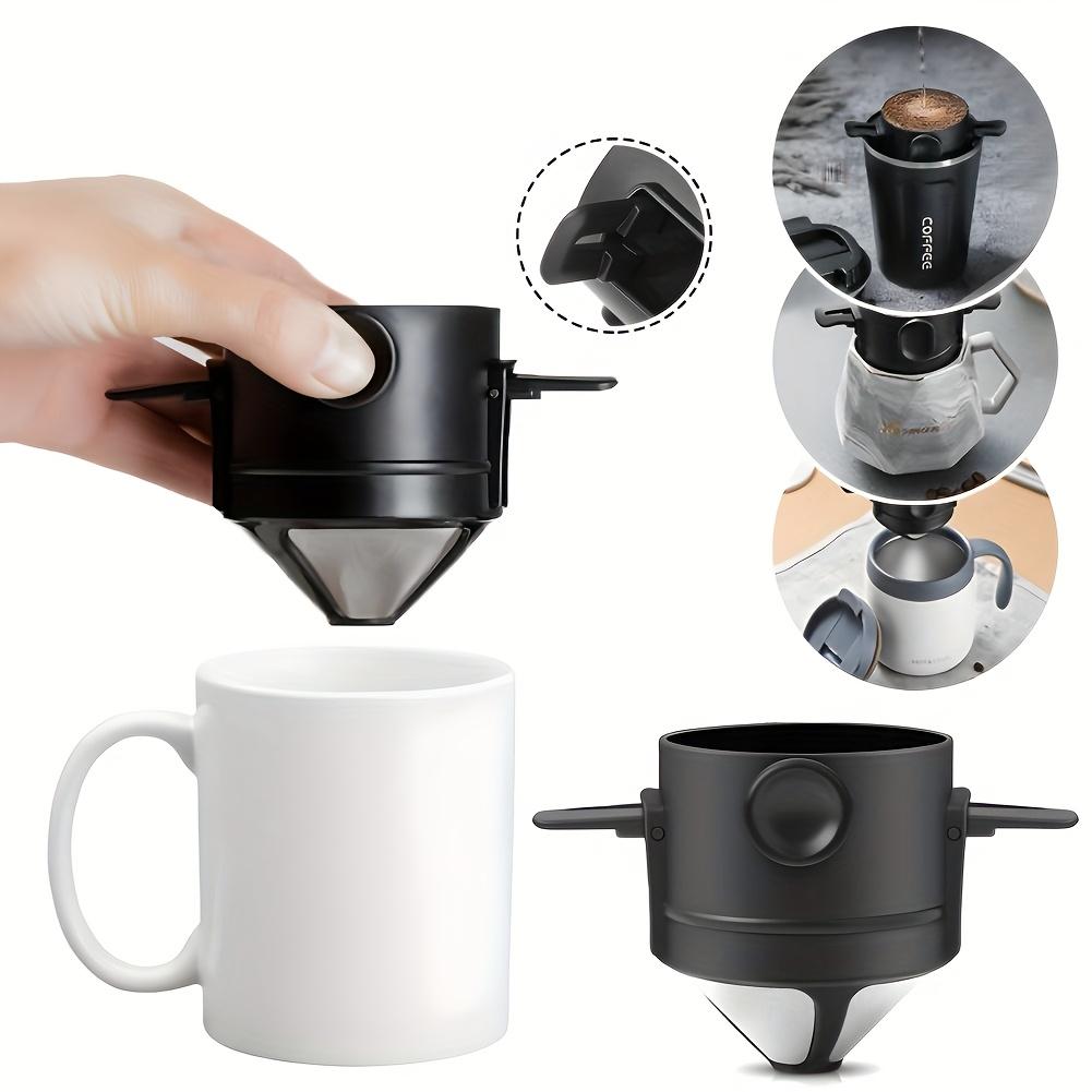 [Stainless Steel |   Portable] Stainless Steel |   Portable Pour Over Coffee Filter |   Reusable Drip Coffee Tea Holder Infuser Dripper Black