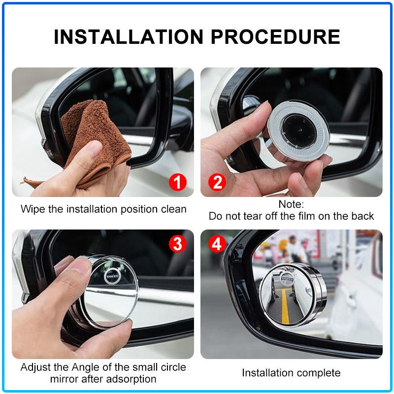 2Pcs Adjustable 360 Degree Car Blind Spot Rear View Mirror Angle For Volvo 240 C70 S40 S50 S60 S70 S80 S90 V40 V50 V60 V90 XC40 XC60 XC90 Vnl Truck