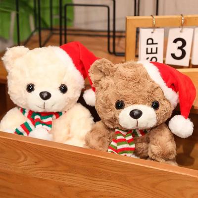 Cute Christmas Teddy Bear Plush Toys Stuffed Animal Bears Scarf with Santa Hat Soft Plushie Kids Gift