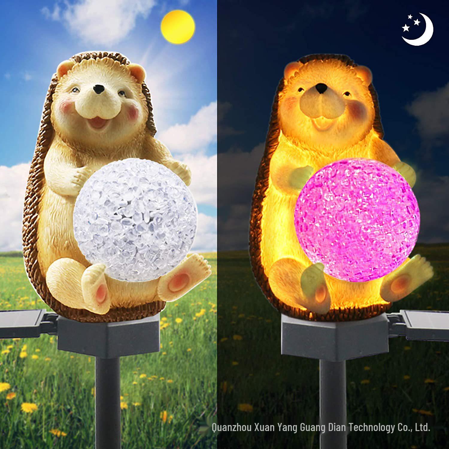 Hedgehog Solar Lawn Light - Resin Ball Sculpture for Outdoor Garden