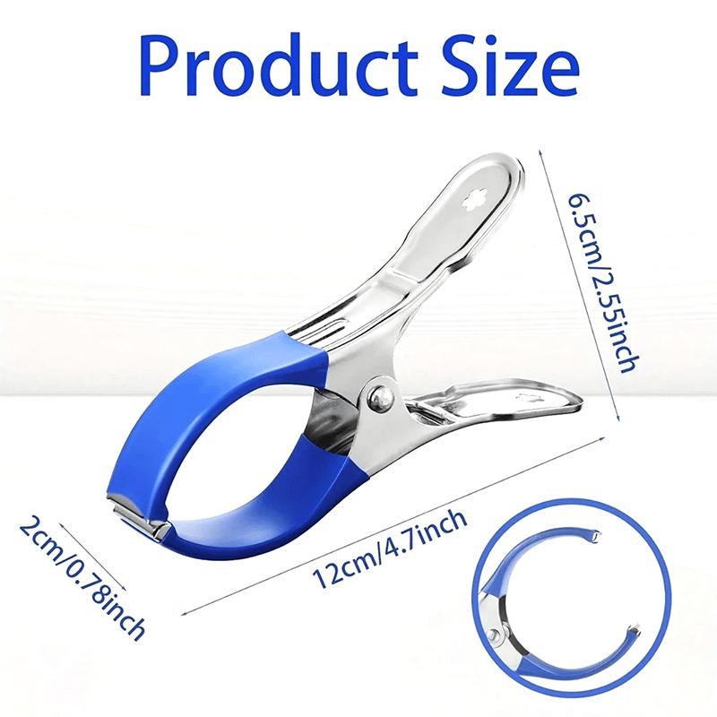 6 Pieces Durable Stainless Steel Pool Cover Clips With Blue Plastic Handles - Heavy Duty Windproof Spring Clips For Secure Above