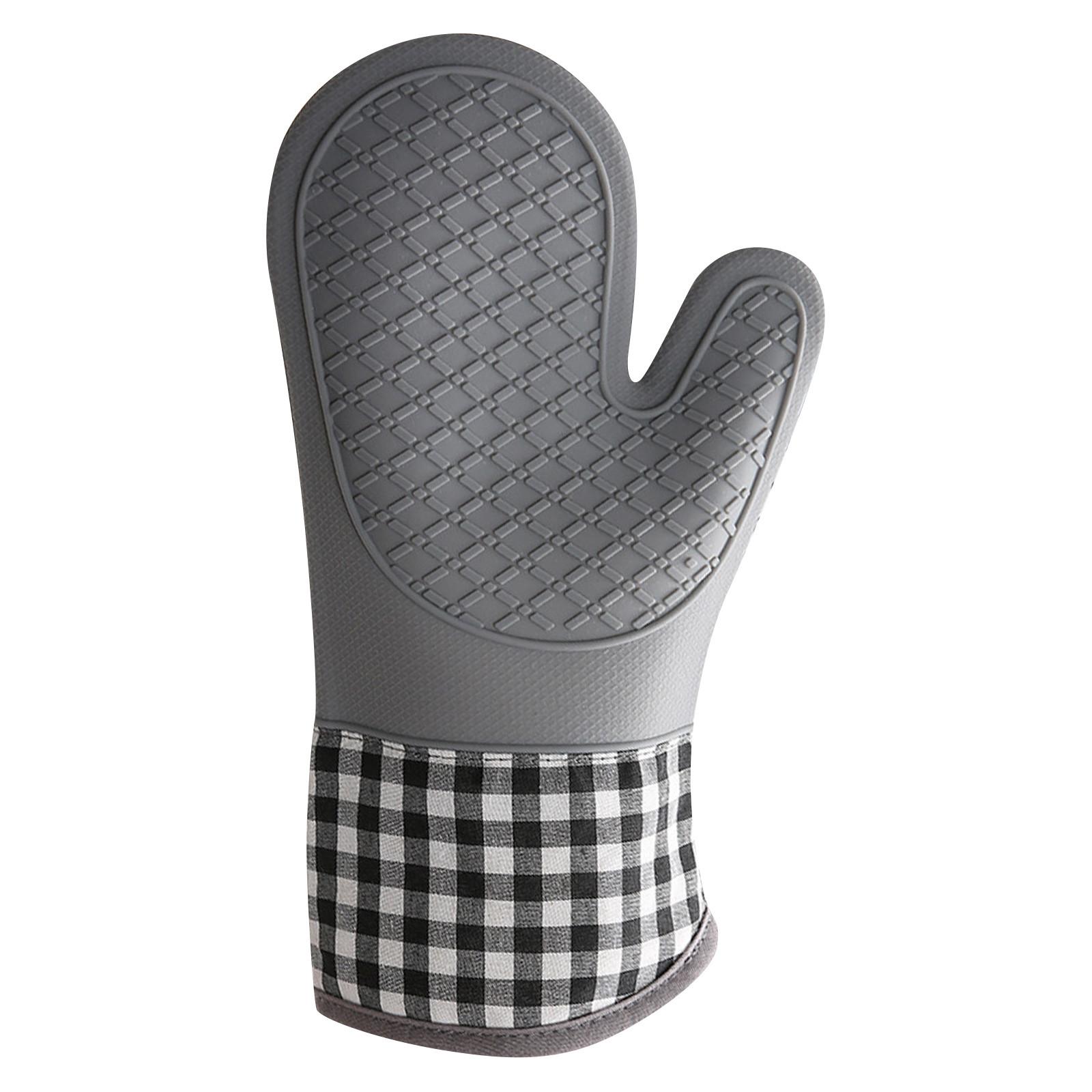 

Kitchen Microwave Oven, Silicone Insulated Oven, Heat-resistant Gloves, Thickened Cotton, High Temperature Resistant And Household Baking Gloves One Size