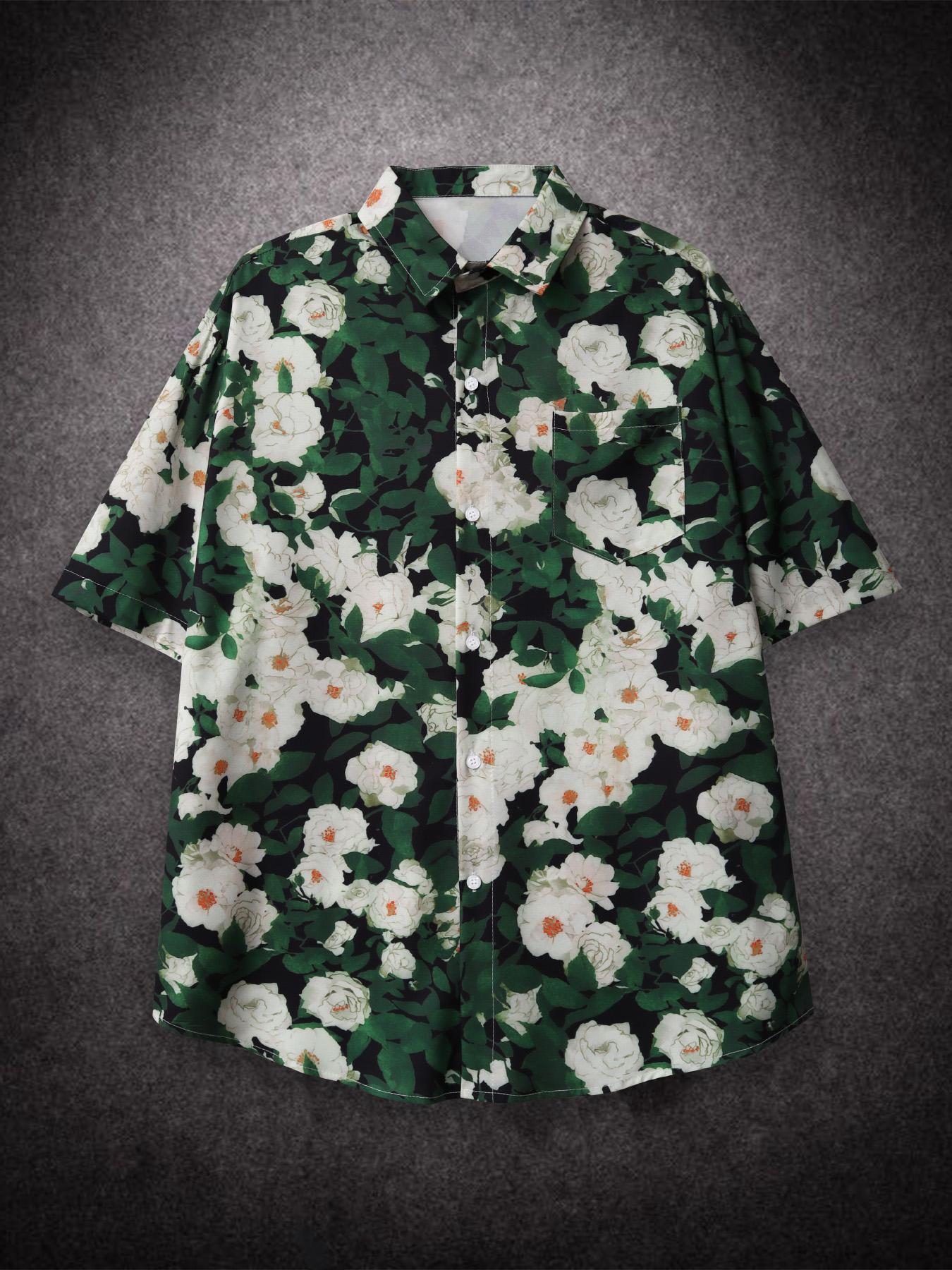 

Свободная свободная рубашка с коротким рукавом и цветочным принтом авокадо, Гавайская пляжная летняя мужская рубашка, студенческая пара, модная повседневная мужская одежда XXL зелёный