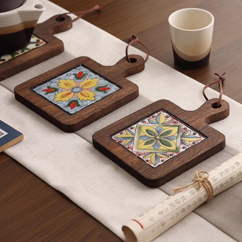 Kitchen Insulation Pot Mat Retro Home Dining Cup Mat Clay Pot High Temperature Resistant Kitchen Table Mat Storage Organization