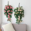 Künstlicher Blumenkranz Deko mit Kunstblumen Künstliche Blumen Rattan Dekoration 6-köpfige Hängende Rosenranke Kunstseide für Hochzeit