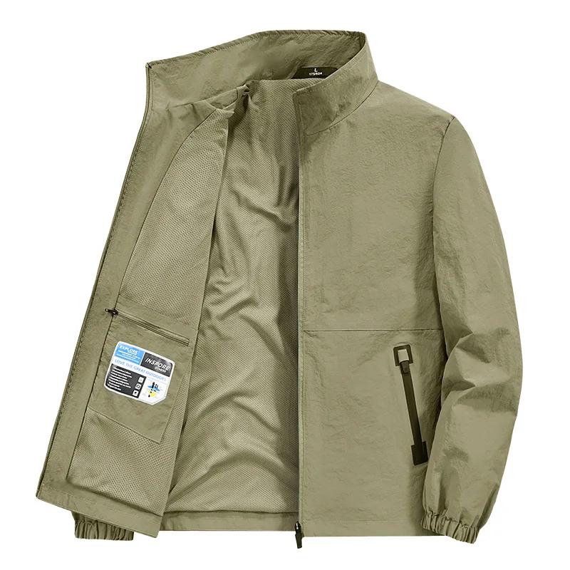 Casual Loose Fit Men's Jacket Spring Autumn Stand Collar Big Size Coat Comfortable Lightweight Business Style