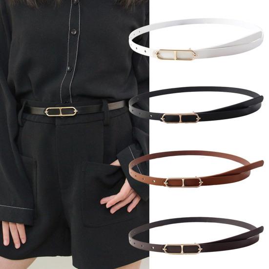 Women Belt Multi Holes Design Adjustable Length Imitation Leather Belt Dress Shirt Jeans Waistband Fashion Accessories