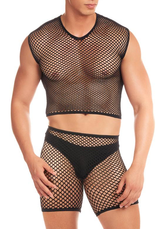 Black Bula 3 Piece Net Set - René Rofé Men - SEXY JUMPSUITS