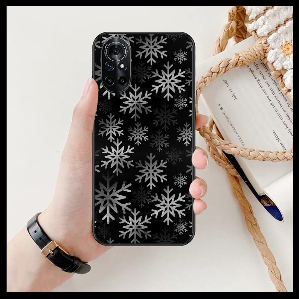 Beautiful Christmas with Snowflakes Clear Phone Case For Huawei Honor 20 10 9 8A 7 5T X Pro Lite  5G  Black Etui Coque Hoesjes C