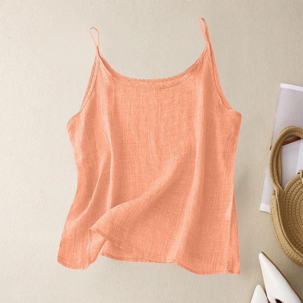 Dámské Letní Vintage Bavlněné Lenové Malé Camisole Spodní Tílko Volné Vnitřní Topy