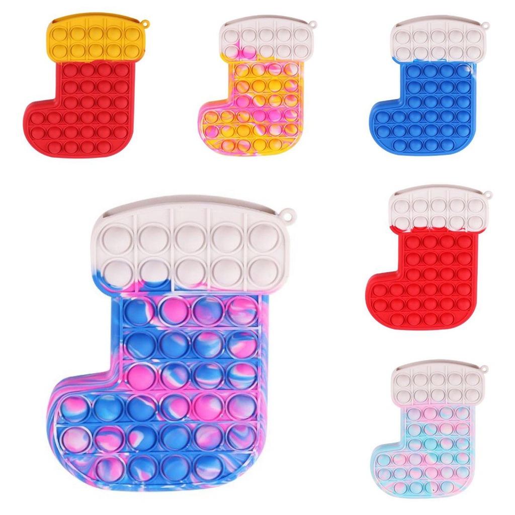 Christmas Stocking Pop It Fidget Toy With Bright Colors And Pleasant Sounds For Kids