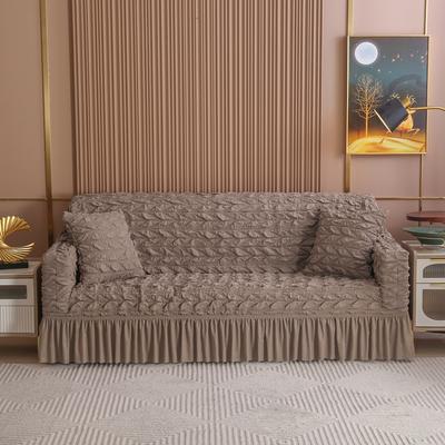 Stretch Sofa Cover Seersucker Bubble Grid Fabric High Elasticity Washable Skirt Design Durable Furniture Protector Slipcover