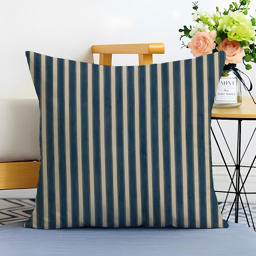 Casual Bright two color vertical stripes Cushion Cover Washable Linen Pillowcase Soft  for Sofa Bed Cozy Home Room Decor