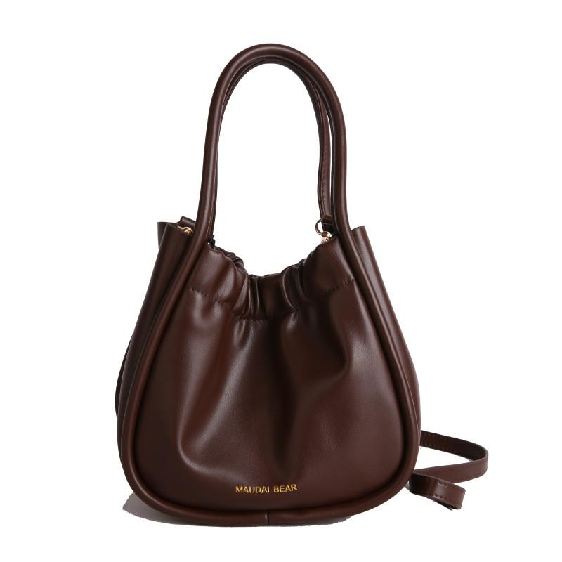 IELGY Ladies Messenger Bag Korean Version Pleated Casual Commuter Bucket Bag Portable