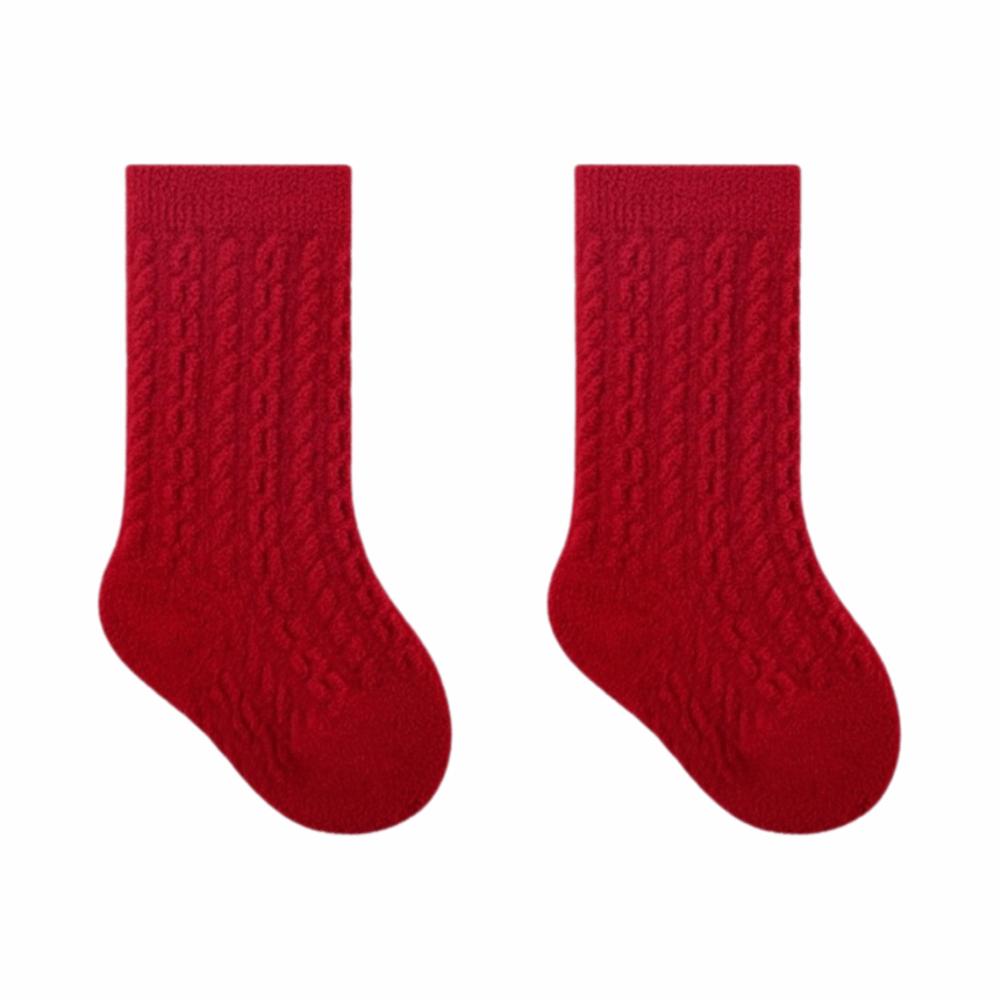 

Plush New Year Infant Socks Cotton Thickened Velvet Toddler Socks Warm Red Kids Socks Holiday XS-Twist Style