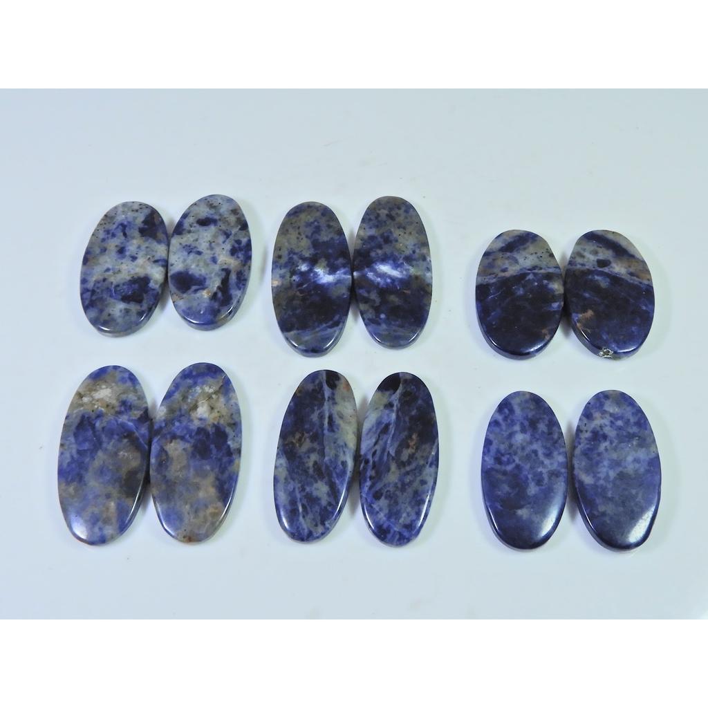 208Cts.Natural Sodalite Matched Pair Oval Cabochon Loose Gemstone 6 Pair Lot C-1525