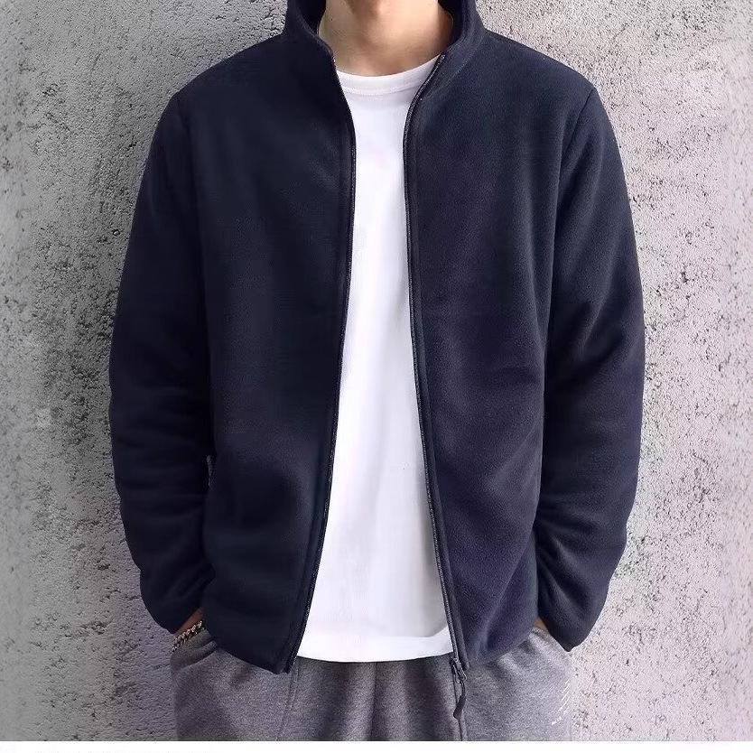 Men's Double-Sided Sherpa Fleece Stand Collar Jacket: Thick, Warm, Loose Cardigan for Autumn and Winter