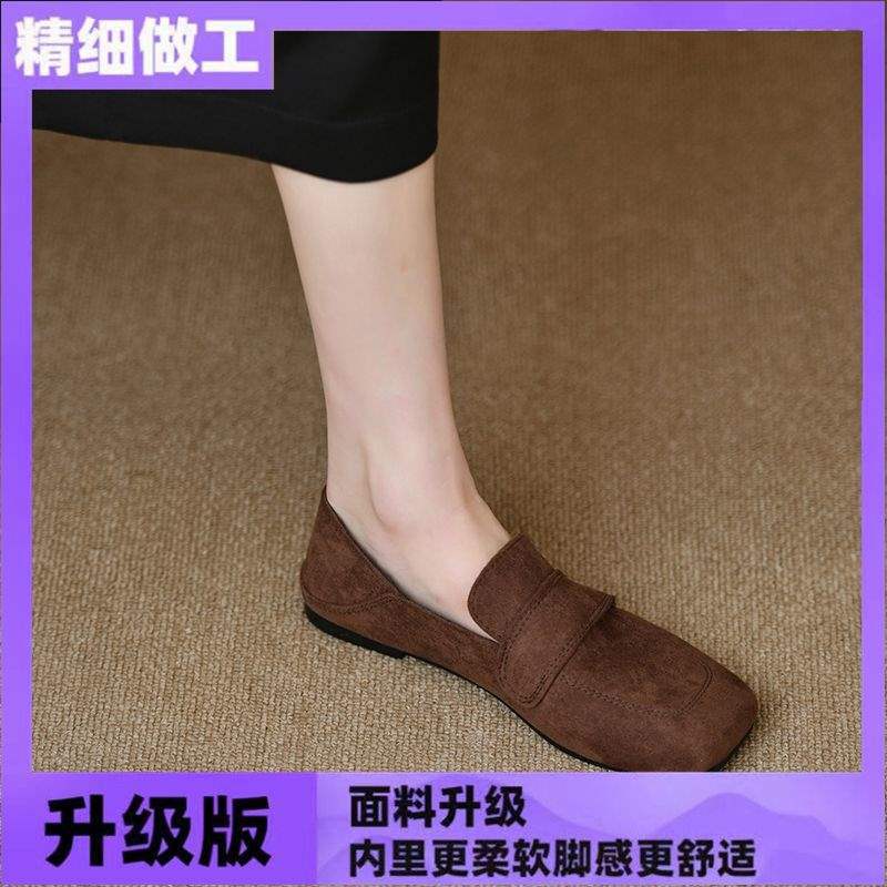 Retro loafers z płaską podeszwą, niszowe, pojedyncze buty damskie, 2025 nowość wiosna-jesień, brytyjskie buty typu one-pedal, z miękką podeszwą, Doudou