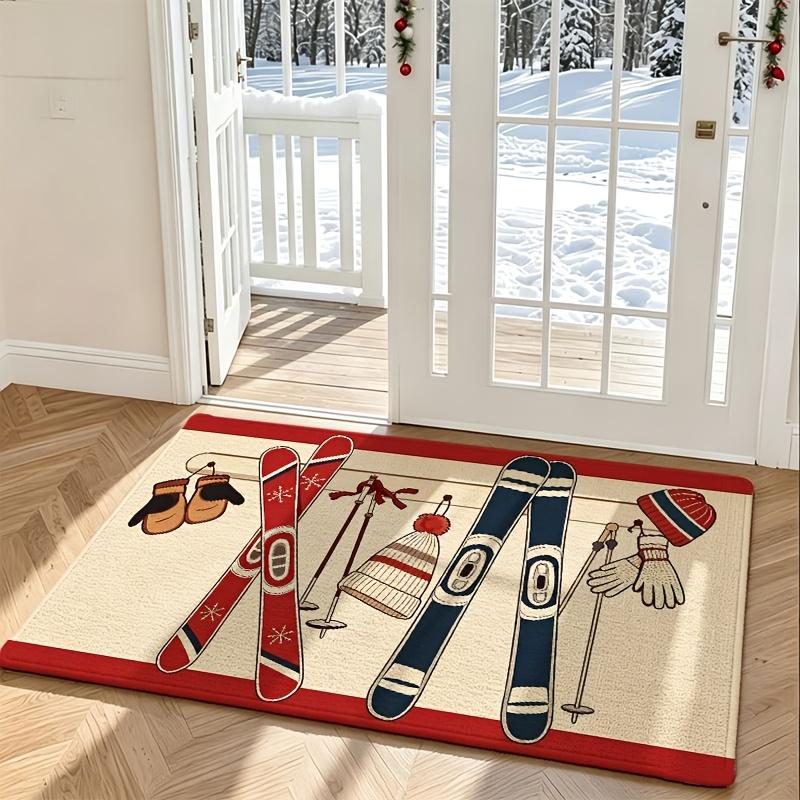 Merry Christmas Tree Pattern Floor Mat apartment hallway foyer sliding door terrace household decorative front entry door rug