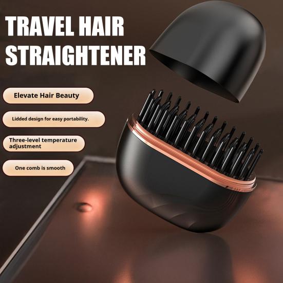 Mini-Haarglättbürste Wiederaufladbar Tragbar 3-stufige Temperaturregelung für Alle Haartypen Schnelles Aufheizen Verbrühungsschutz Heißbürste Freundliches Geschenk