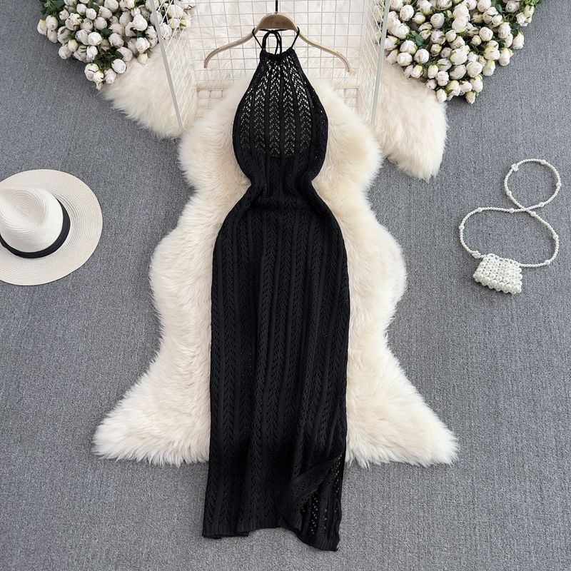 

Жилет Юбка Лето Женственный Силм Ажурный Халтер Black All yards