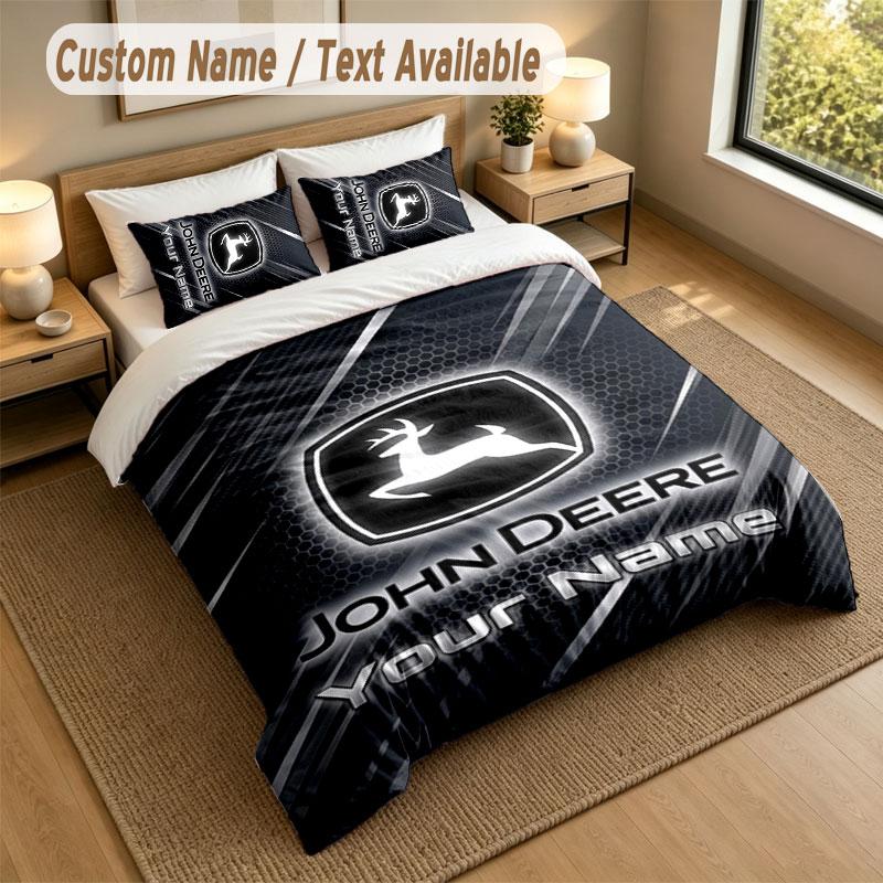 Bedding Set 1 Duvet Cover 2 Pillowcases John Deere Print Soft Bed Linen Bedroom Decor