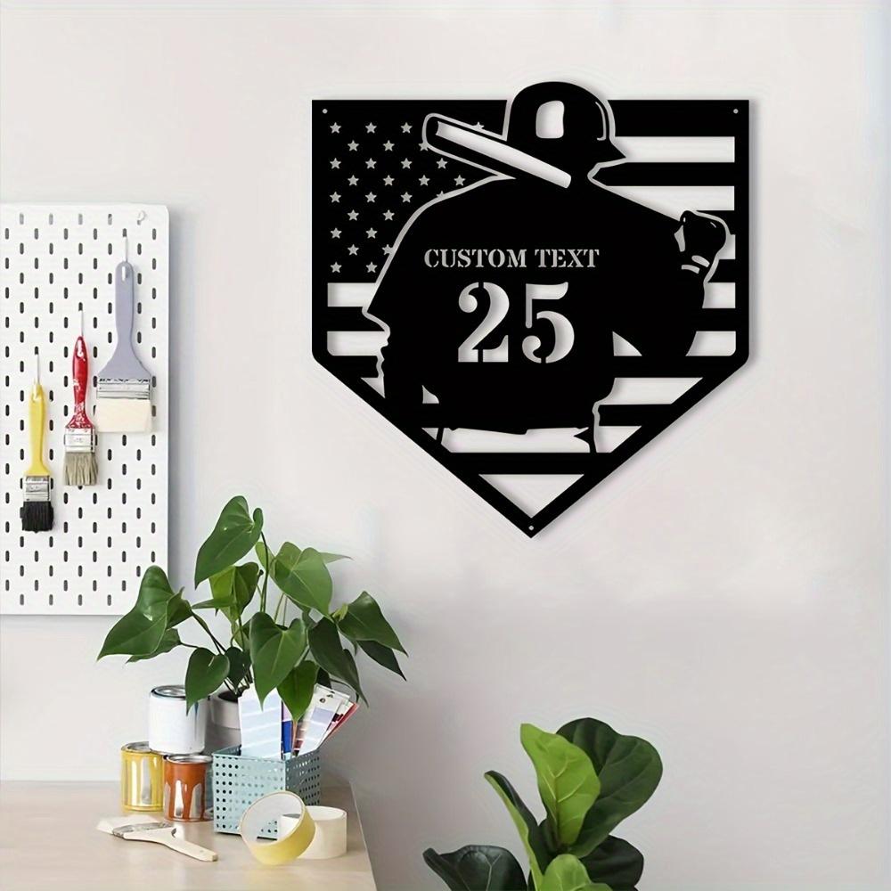 Custom Engraved Baseball Player Metal Wall Art Deco Style Personalized New Year Home Training Fields