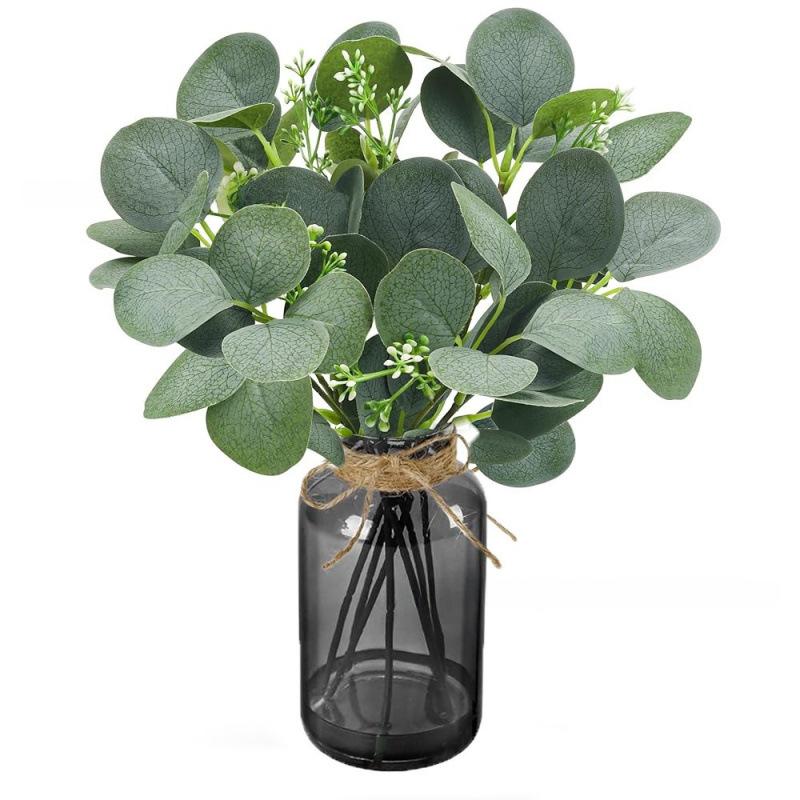

Artificial Water Money Leaf Vase Bonsai Faux Greenery Eucalyptus Branch Desktop Decor Floral Arrangement Bottle Realistic Home