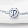 Copper Metal Blue Zircon 12 Constellation Charm Bead Components Bead Component Compatible With Authentic Original Bracelets High Quality Fine Do It