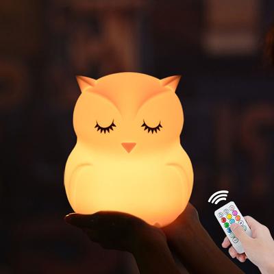 Sova LED noční světlo s dotykovým senzorem dálkové ovládání 9 barev stmívatelný časovač dobíjecí silikonová noční lampa pro děti dárek pro miminko