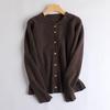 Women's Round Neck Wool Cardigan - Autumn/Winter Solid Color, Versatile & Temperament, Seven-Needle Thick Knit Sweater