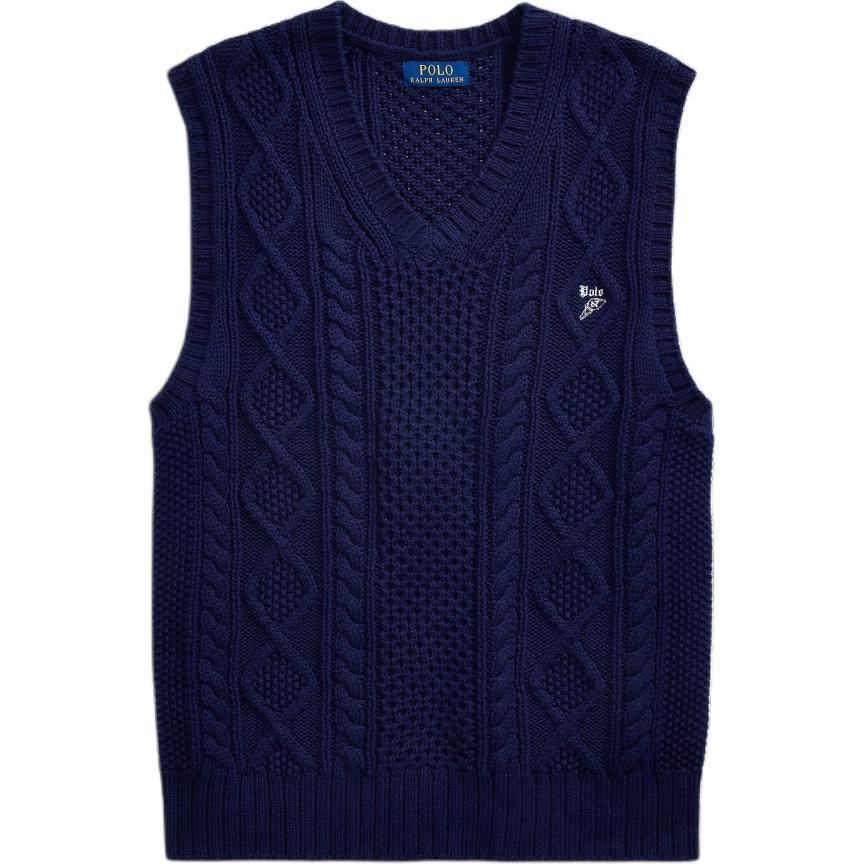 

Мужской однотонный жилет Polo Ralph Lauren из хлопкового трикотажа свободного кроя с V-образным вырезом, топы, ярко-темно-синий MNPOSWE1CM20116-400 L