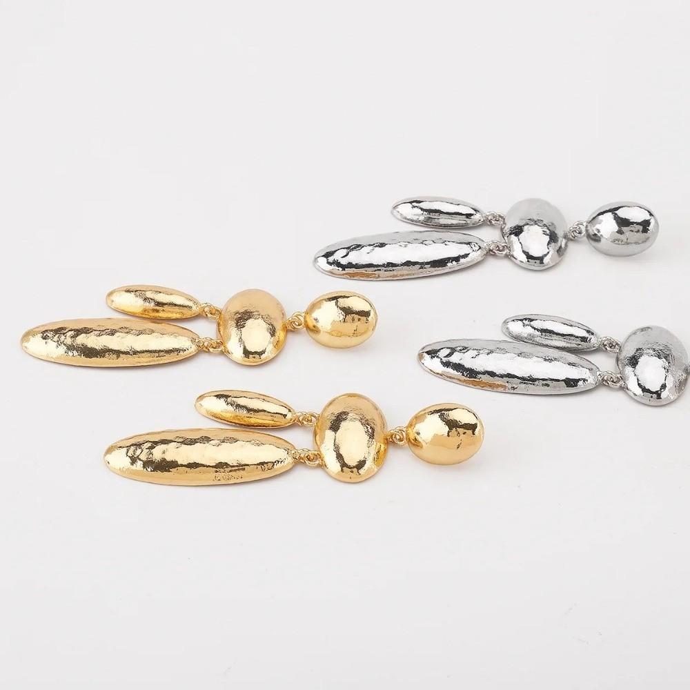 Metal Women Earrings Exaggerated Dangle Earrings Light Luxury Oval Pendant Eardrop Jewelry Gifts