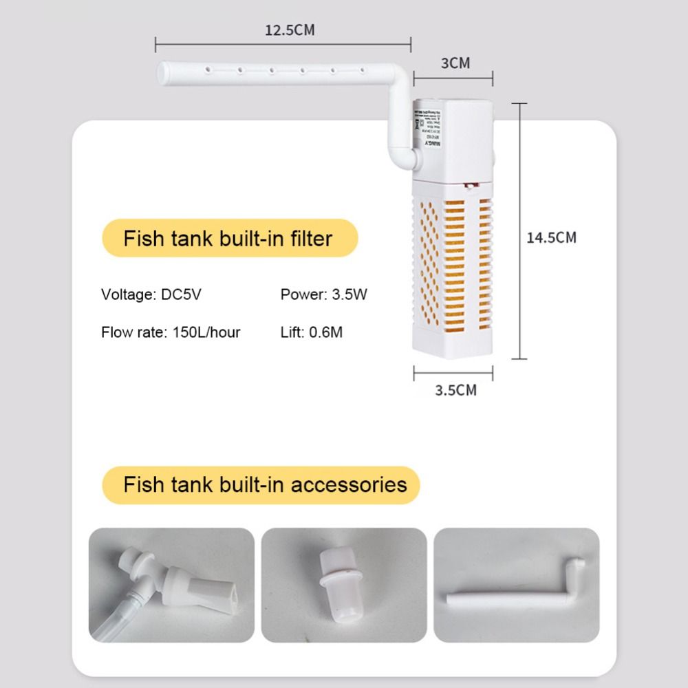 Filtres internes pour aquariums, filtration silencieuse de l'oxygène par ondes, pompe à eau efficace