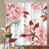 Watercolor White Gardenia Flowers With Green Leaves Waterproof Shower Curtain For Bathroom Decor